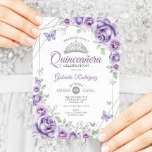 Quinceanera Floral Lilás Púrpura Silver