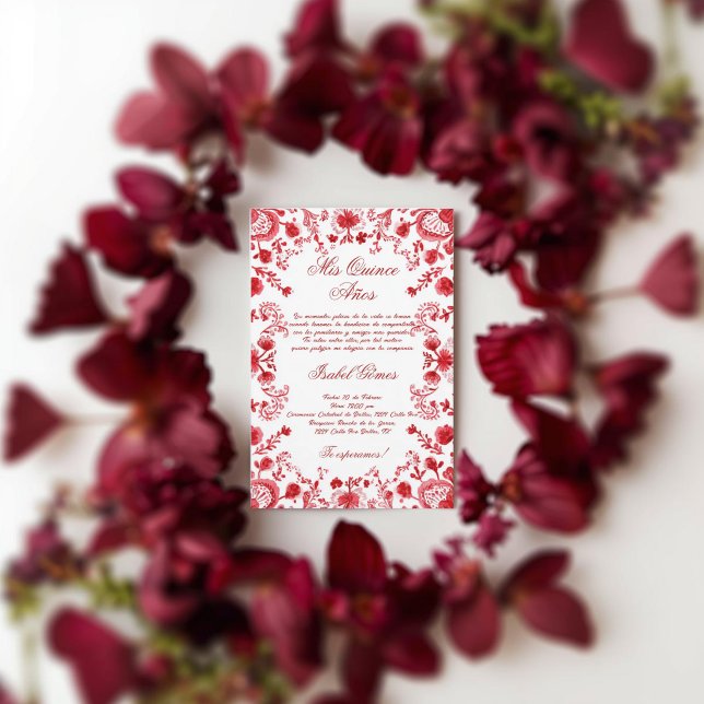 Convites Quinceañera floral mexicana (Criador carregado)