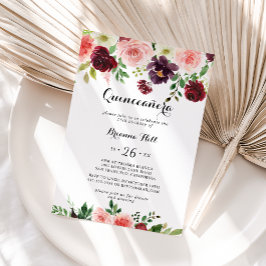 Convites Quinceañera Floral Primavera Púrpura Rosa-Rosa