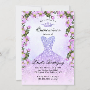 Convites Quinceanera Floral Puro-Claro