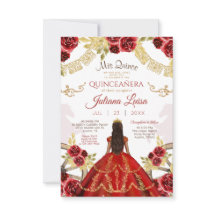 Quinceañera Floral Red Dourado Cavalos Charra