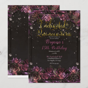 Convites Quinceañera Floral Rosa Berry Encantado