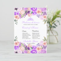Quinceanera Floral Rosa e Púrpura Tribunal de Honr
