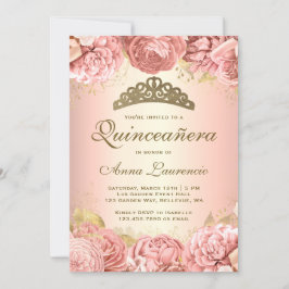 Convites Quinceanera Floral Rosa Esmagadora