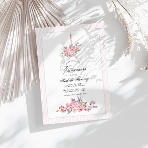 Convites Quinceañera Floral Rosa Parisiense