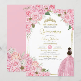 Convites Quinceanera Floral Rosa Quince Elegante