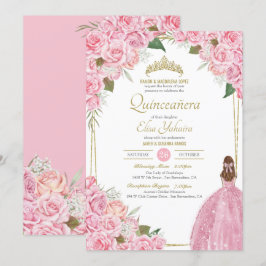 Convites Quinceanera Floral Rosa Quince Elegante