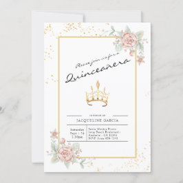 Convites Quinceañera Floral Script 15 Birthday