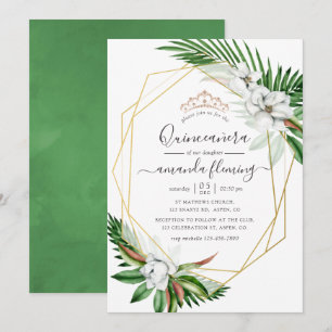 Convites Quinceañera Floral Tropical Aquarela