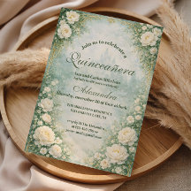 Quinceañera Floral Verde Dourada Jardim