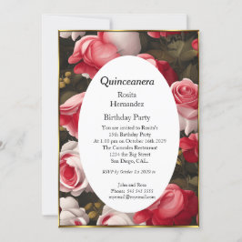 Convites Quinceanera flores brancas vermelhas rosas Anivers
