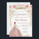 Convites Quinceanera, Flores Douradas rosa e Glitters Doura<br><div class="desc">Rosa Douradas Flores e Glitters Dourados Quinceanera Birthday InvitationMis Quince Anos,  15 Birthday 

Rosas Rosa Flores Esbranquiçadas Cor-de-rosa Doce 16 Convite</div>
