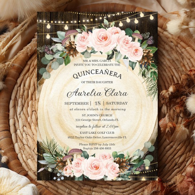 Convites Quinceañera - Floresta Floral Encantada Russa Blus (Criador carregado)