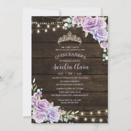 Convites Quinceañera - Floresta Floral Roxa Rústica Encanta