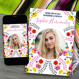 Convites Quinceanera Foto do Partido Fiesta Mexicano White