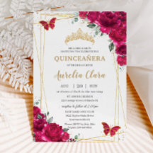 Quinceañera Fuchsia Borboletas Florais Rosa Tiara