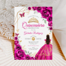 Quinceanera Fuchsia Dourada Rosa