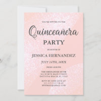 Quinceañera Geométrica Cinza Rosa Moderna