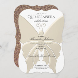 Convites Quinceanera Glitter Dourada Borboleta 15 Aniversár