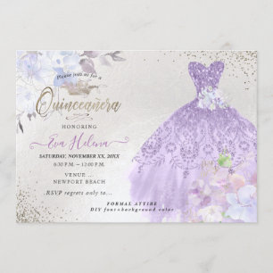 Convites Quinceañera Glitters - Lilac Roxo