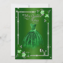 Quinceanera Green e Silver Floral Elegante