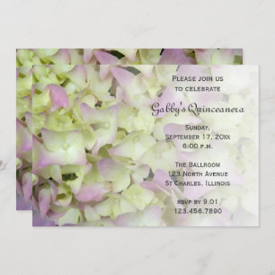Convites Quinceanera - Hidrangea Flower Quase Rosa - Convid