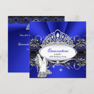 Convites QUINCEANERA High Heels Royal Blue Diamond Tiara