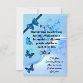 Convites Quinceanera invitation digital butterfly blue