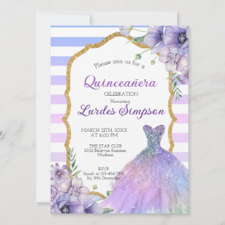 Convites  Quinceañera invitation shades of Purple