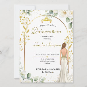 Convites Quinceañera invitation White Floral