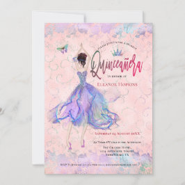 Convites Quinceanera Iridescente Blush Pink Dancing Girl