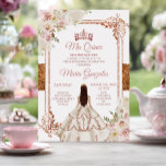 Convites Quinceanera Ivory Cooper Coroa Floral de Aniversár<br><div class="desc">Quinceanera Ivory Cooper Blush Floral Floral Birthday Crown Invitation Mis Quince Anos,  15 Birthday</div>