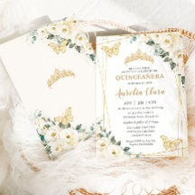 Quinceañera Ivory White Butterflies Crown