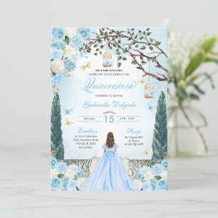 Convites Quinceanera, Jardim Encantado, Princesa Azul Claro
