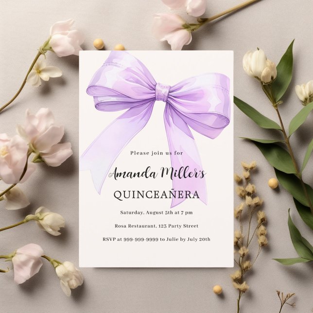 Convites Quinceanera lavanda arco elegante (Criador carregado)