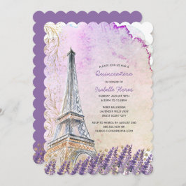 Convites Quinceanera, Lavanda da Torre Eiffel de Paris