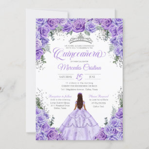 Convites Quinceanera Lavanda de Prata Roxo-Claro