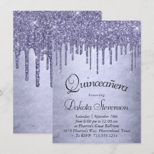 Convites Quinceanera lavanda   Grelha De Grelha Roxa Chic