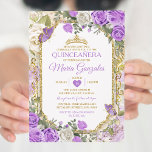 Convites Quinceañera Lilac e Dourada Coroa Mexicana<br><div class="desc">Quinceañera Lilac & Dourada Crown Mexicana Butterfly Convite Mis Quince 15 Anos,  16º Aniversário, </div>