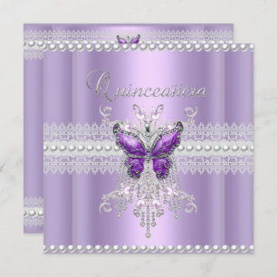 Convites Quinceanera Lilac Pearl Pearl Borboleta