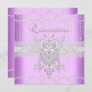 Convites Quinceanera Lilac Pearl Rosa Diamante