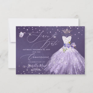 Convites Quinceanera Lilac Purple Glitter