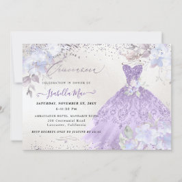 Convites Quinceanera Lilac Púrpura Prata Palha