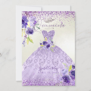 Convites Quinceanera Lilac Roxo Invit Glitter