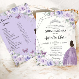 Convites Quinceañera Lilás Roxo Floral 15 Anos Padrinhos
