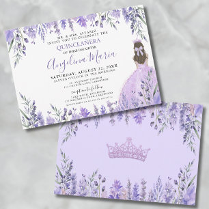 Convites Quinceañera Lilás Roxo Floral Princesa