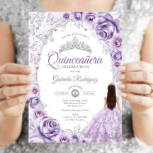 Quinceanera Lilás Roxo Prata Floral