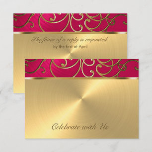 Convites Quinceanera Magenta - Rosa e Suportes de Filigrana