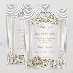 Convites Quinceanera Mágica Ouro Branco