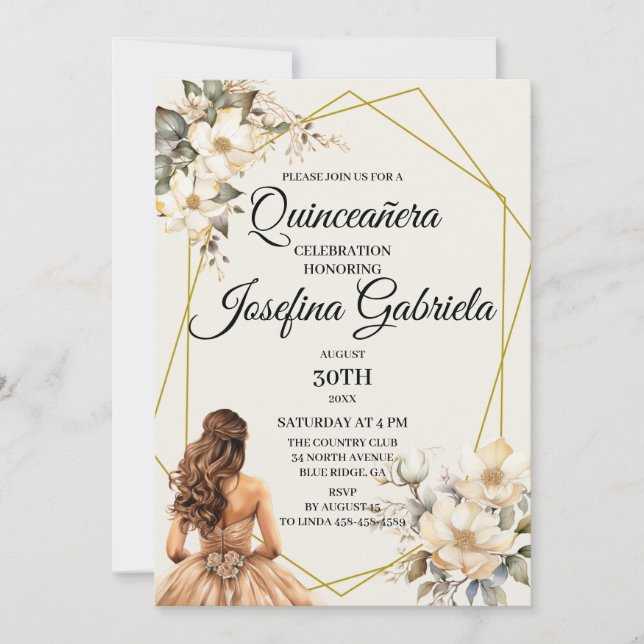 Convites Quinceañera Magnolias in bloom Invitation (Frente)